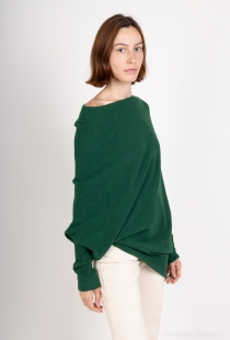 Sweat asymetrique touch&eacute; cachemire vert bouteille sweat vert intense esprit chic