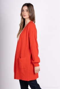 Gilet long alpaga Orange pi&egrave;ce en tricot &agrave; l'esth&eacute;tique soign&eacute;e et facile &agrave; porter