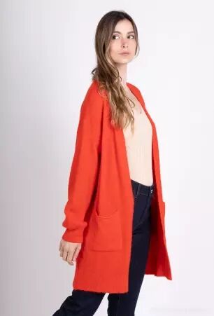 Gilet long alpaga Orange v�tement chaud � la coupe fluide et au style contemporain