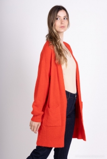Gilet long alpaga Orange cardigan ou pull pens&eacute; pour un usage quotidien &eacute;l&eacute;gant