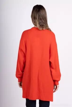 Gilet long alpaga Orange v�tement chaud � la coupe fluide et au style contemporain