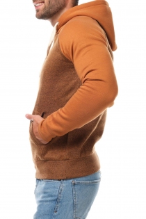 Sweat capuche bi-couleurs GRANDLE BEIGE sweat bicolore beige &agrave; capuche moderne