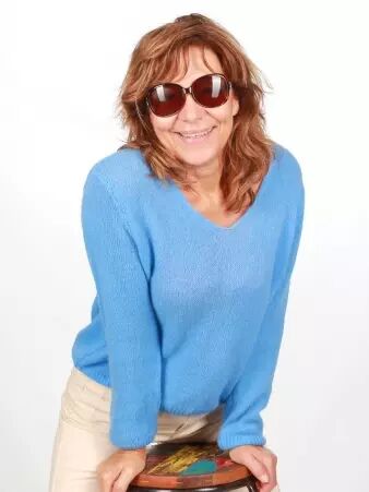 Pull Myrrha baby alpaga bleu �lectrique clair v�tement �clatant