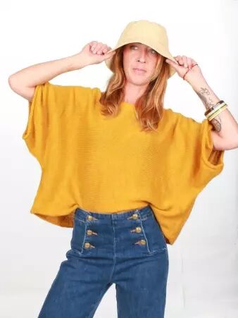 Pull Adonis moutarde v�tement maille chaleureux