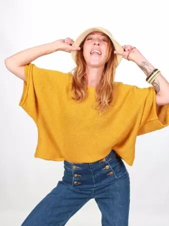 Pull Adonis moutarde v�tement maille chaleureux