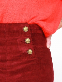 Pantalon à pont Victorine Velours bordeaux