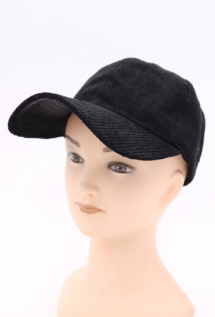 Casquette velours c�tel� Noir article mode au design soign�