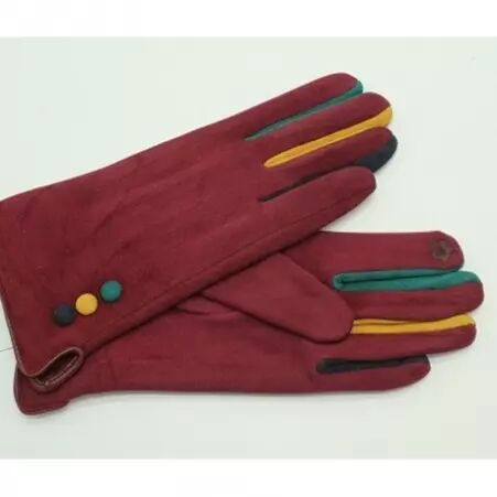 Gant 3 Boutons + Entre-Doigt rouge fonc� cr�ation de pr�t-�-porter au design travaill� et � la silhouette �l�gante