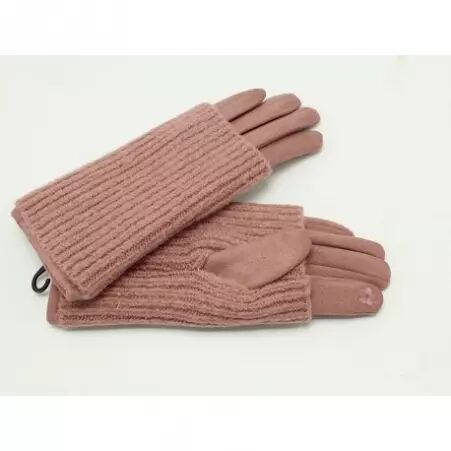 Gant su�dine + mitaines rose clair accessoire mode alliant confort thermique et esth�tique soign�e