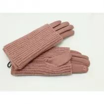 Gant su�dine + mitaines rose clair accessoire mode alliant confort thermique et esth�tique soign�e