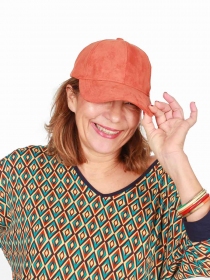 Casquette suédine Brique