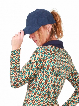 Casquette velours c�tel� Bleu marine accessoire mode au style contemporain
