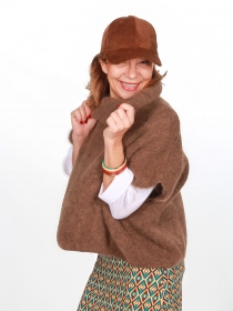 Poncho en alpaga sans manches Brun