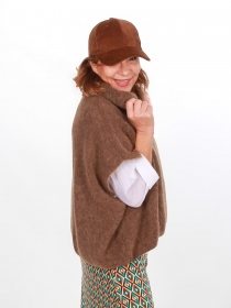 Poncho en alpaga sans manches Brun