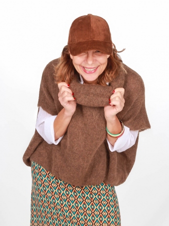 Poncho en alpaga sans manches Brun