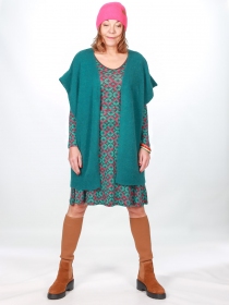 Cardigan alpaga manches courtes Bleu canard