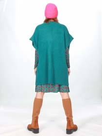 Cardigan alpaga manches courtes Bleu canard