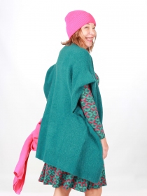 Cardigan alpaga manches courtes Bleu canard