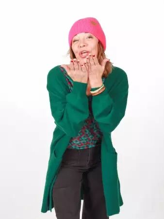 Gilet long alpaga Vert bouteille maille douce au toucher confortable et � l'allure actuelle