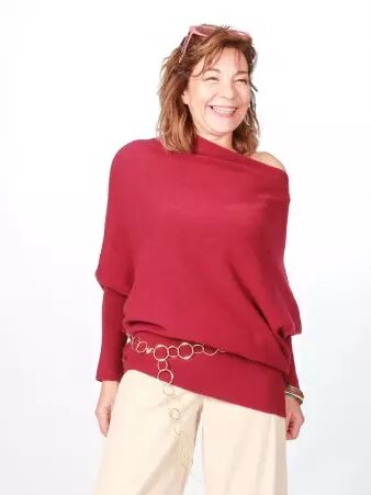 Sweat asymetrique touch� cachemire bordeaux sweat bordeaux moderne coupe originale