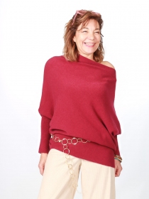 Sweat asymetrique touché cachemire bordeaux