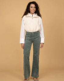 Pantalon wide leg velours pistache pantalon large en velours pistache &agrave; la coupe ample et &eacute;l&eacute;gante