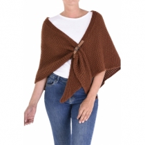Petit poncho marron fonc&eacute; poncho maille marron fonc&eacute; chaleureux