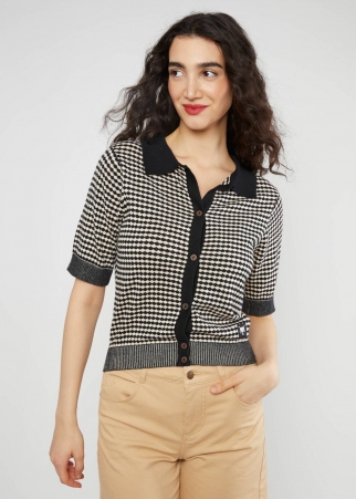 Shirt Petite Poloette mixed dots black white chemise � pois noir et blanc