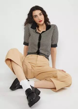 Shirt Petite Poloette mixed dots black white chemise � pois noir et blanc