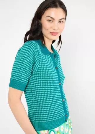 Shirt Petite Poloette mixed dots blue petrol chemise pois bleu p�trole moderne