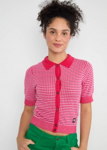 Shirt Petite Poloette mixed dots rose red chemise pois rose et rouge vive