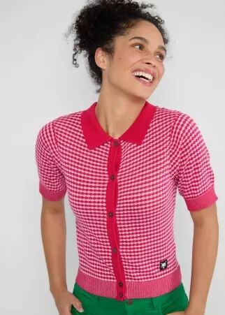 Shirt Petite Poloette mixed dots rose red chemise pois rose et rouge vive