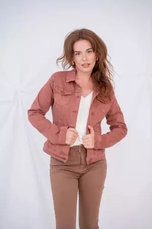 Veste courte Brique d�lav� veste courte brique tendance