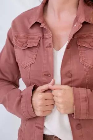Veste courte Brique d�lav� veste courte brique tendance