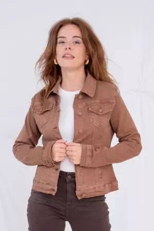 Veste courte Cognac d�lav� veste cognac d�lav� coupe courte