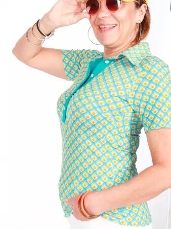 Polo Curtis manches courtes Back to 70s bleu polo r�tro manches courtes