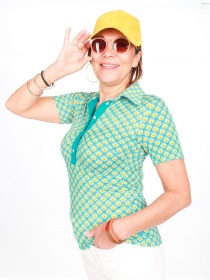 Polo Curtis manches courtes Back to 70s bleu polo graphique