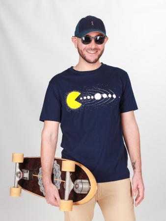 T-shirt Pacman navy t-shirt pacman bleu marine r�tro