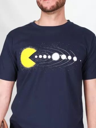 T-shirt Pacman navy t-shirt pacman bleu marine r�tro