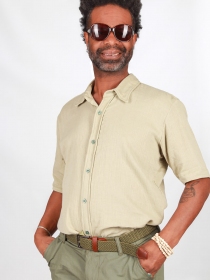 Chemise gaze manches courtes Beige