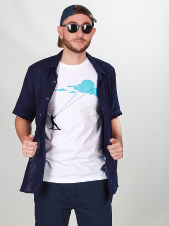 Chemise gaze manches courtes Bleu accessoire textile au look moderne