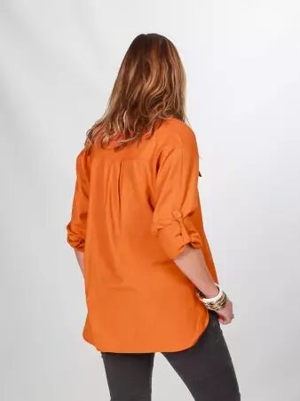 Chemise velours Orange pi�ce vestimentaire � l'allure tendance