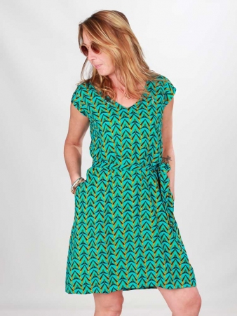 Robe Ava Hardeol turquoise robe turquoise � l'allure fra�che