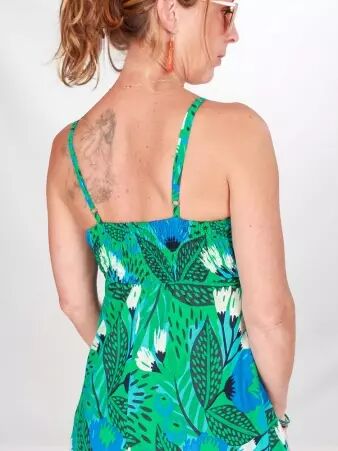 Robe Astr�e Canop� robe verte � imprim� v�g�tal