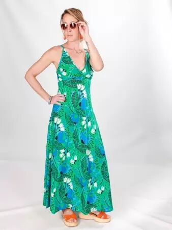 Robe Astr�e Canop� robe verte � imprim� v�g�tal