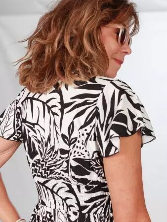 Robe Artemis Black jungle robe noire � imprim� jungle