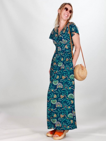 Robe Artemis Night garden robe sombre � imprim� floral