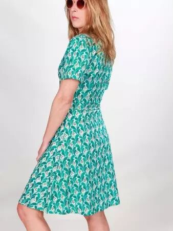 Robe boutonn�e Mia Blue iris robe bleue � imprim� iris