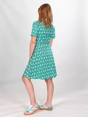 Robe boutonn�e Mia Blue iris robe bleue � imprim� iris