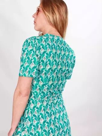 Robe boutonn�e Mia Blue iris robe bleue � imprim� iris